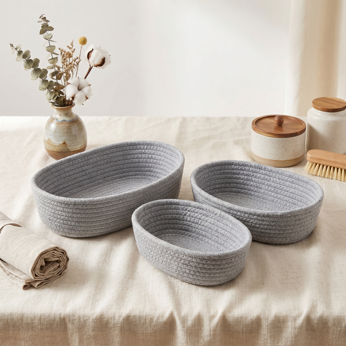 Nordic Collection | Cotton Rope Storage Basket with Durable Design