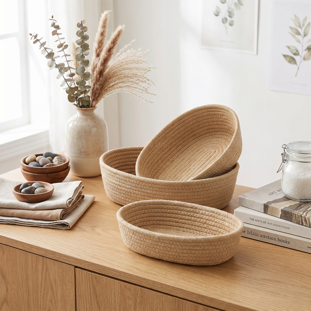 Nordic Collection | Cotton Rope Storage Basket with Durable Design