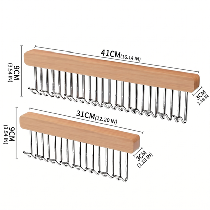 Wooden Wall-Mounted Clothes Hanger with Fold-Away Hooks