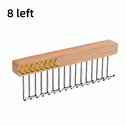 Wooden Wall-Mounted Clothes Hanger with Fold-Away Hooks