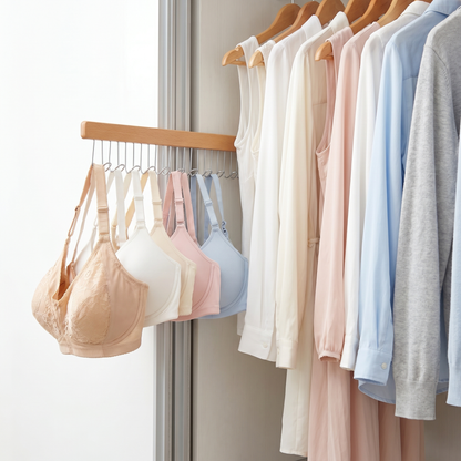 Wooden Wall-Mounted Clothes Hanger with Fold-Away Hooks