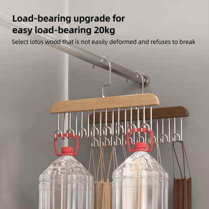 8-Hook Wooden Closet Organizer with Swivel Hanging Hook