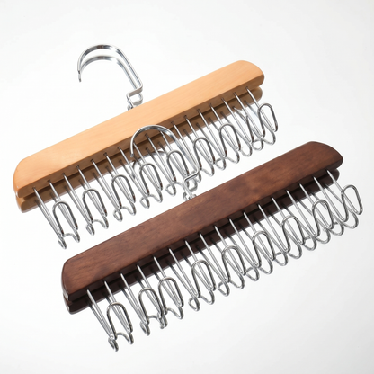 8-Hook Wooden Closet Organizer with Swivel Hanging Hook