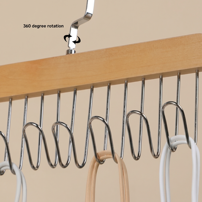 8-Hook Wooden Closet Organizer with Swivel Hanging Hook