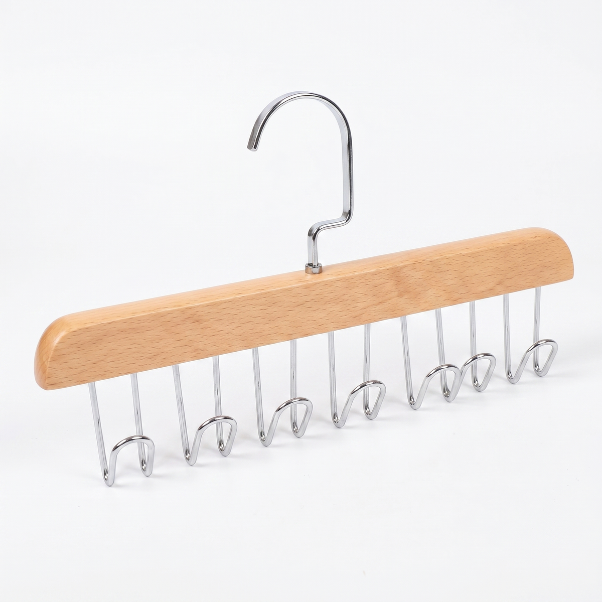 8-Hook Wooden Closet Organizer with Swivel Hanging Hook