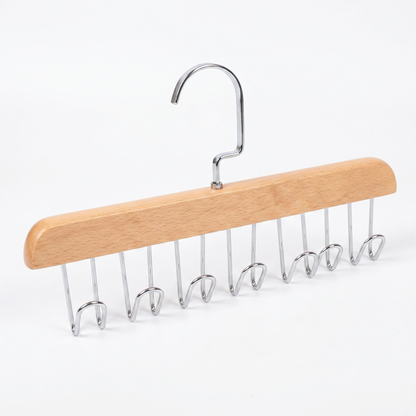 8-Hook Wooden Closet Organizer with Swivel Hanging Hook