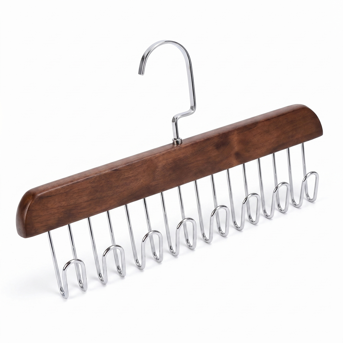 8-Hook Wooden Closet Organizer with Swivel Hanging Hook