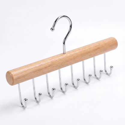 8-Hook Wooden Closet Organizer with Swivel Hanging Hook