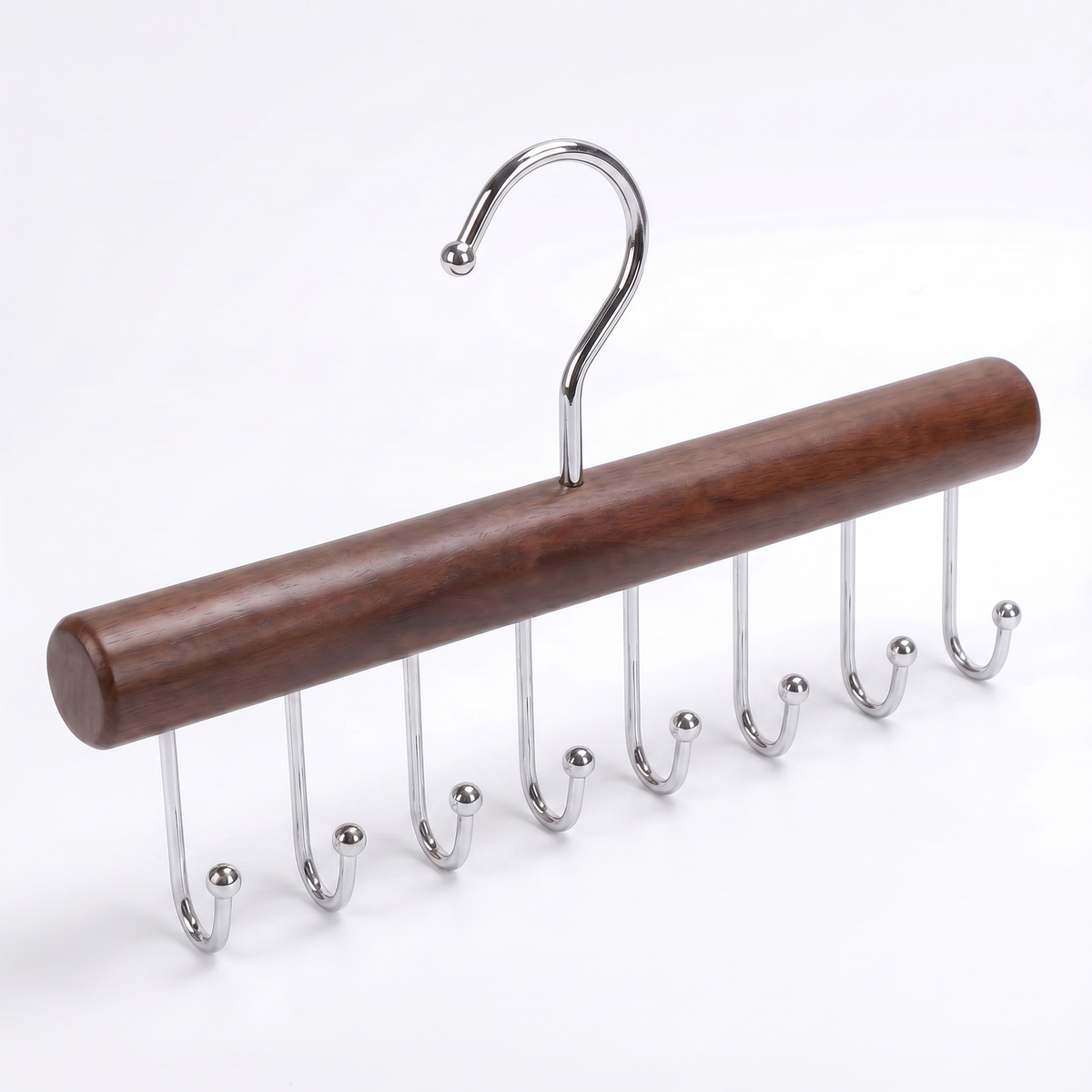 8-Hook Wooden Closet Organizer with Swivel Hanging Hook