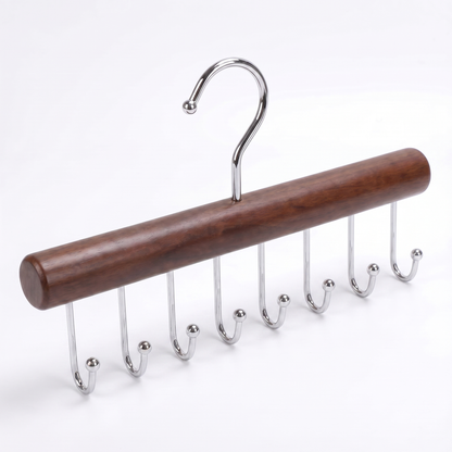 8-Hook Wooden Closet Organizer with Swivel Hanging Hook