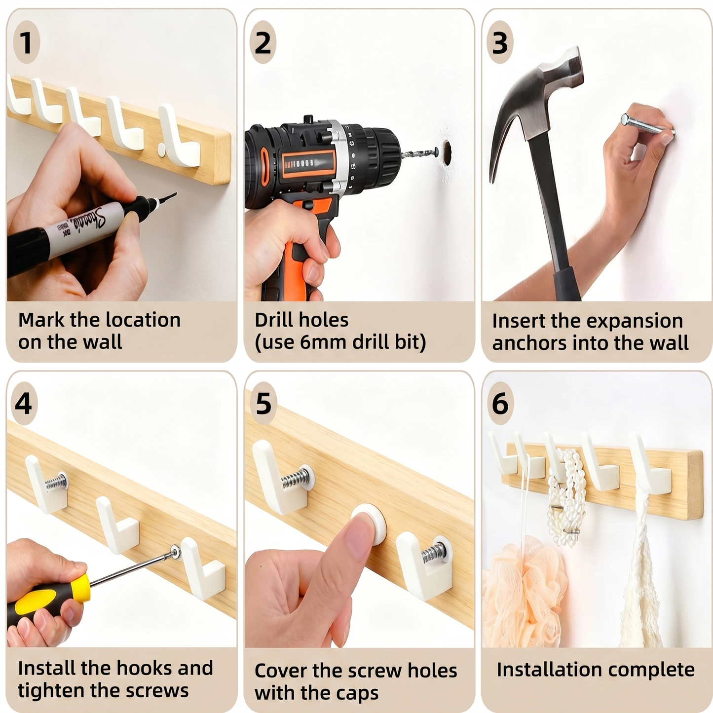 Rustic Wall-Mounted Coat Hooks for Entryway and Home Storage