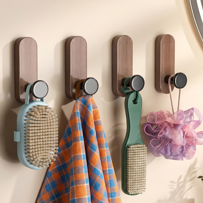 Self-Adhesive Wooden Wall Hooks for Towels, Keys and Accessories