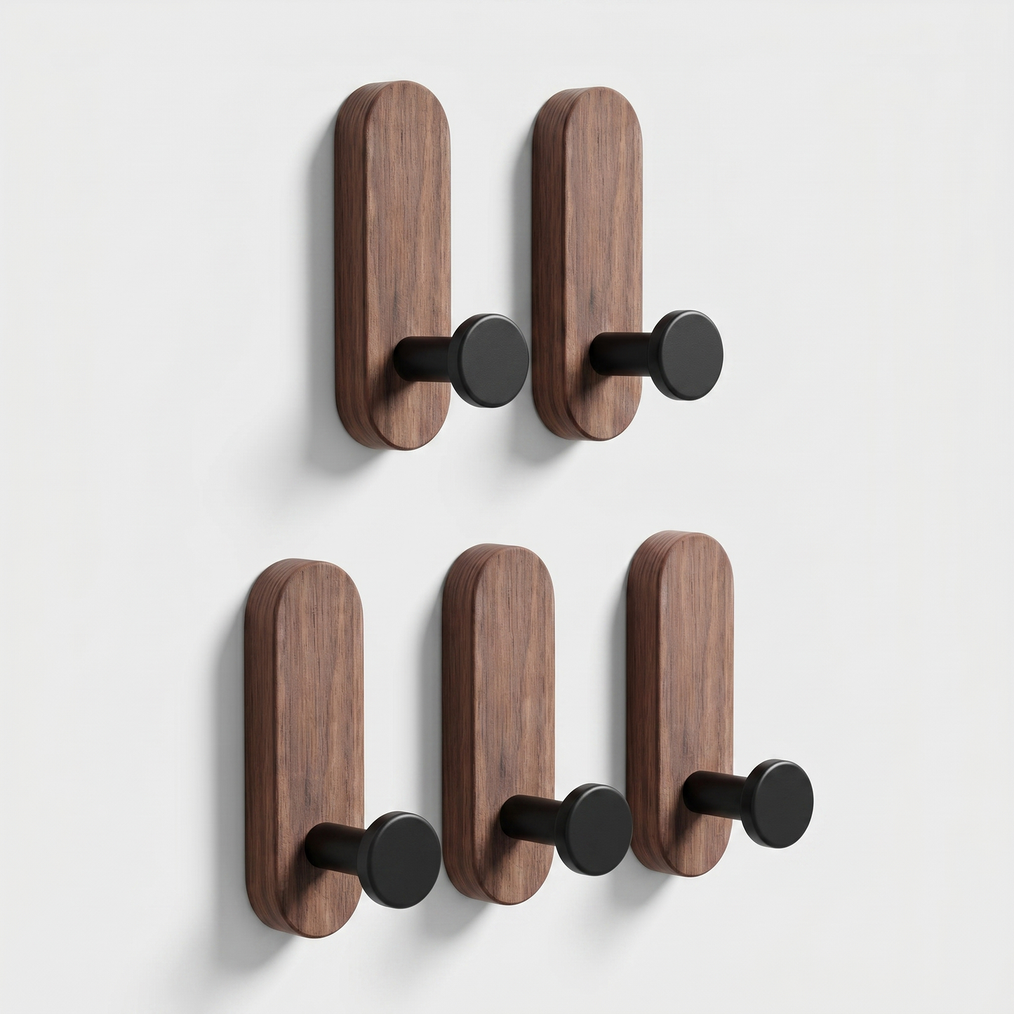 Self-Adhesive Wooden Wall Hooks for Towels, Keys and Accessories
