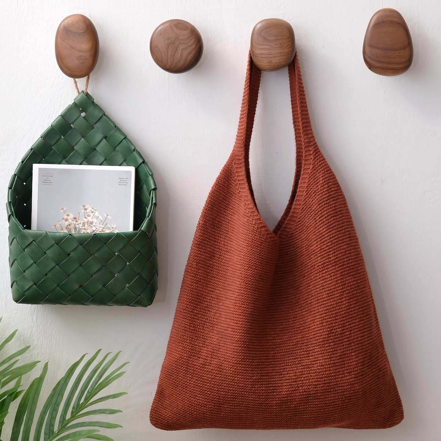Natural Wooden Coat Hooks for Wall with Unique Organic Design