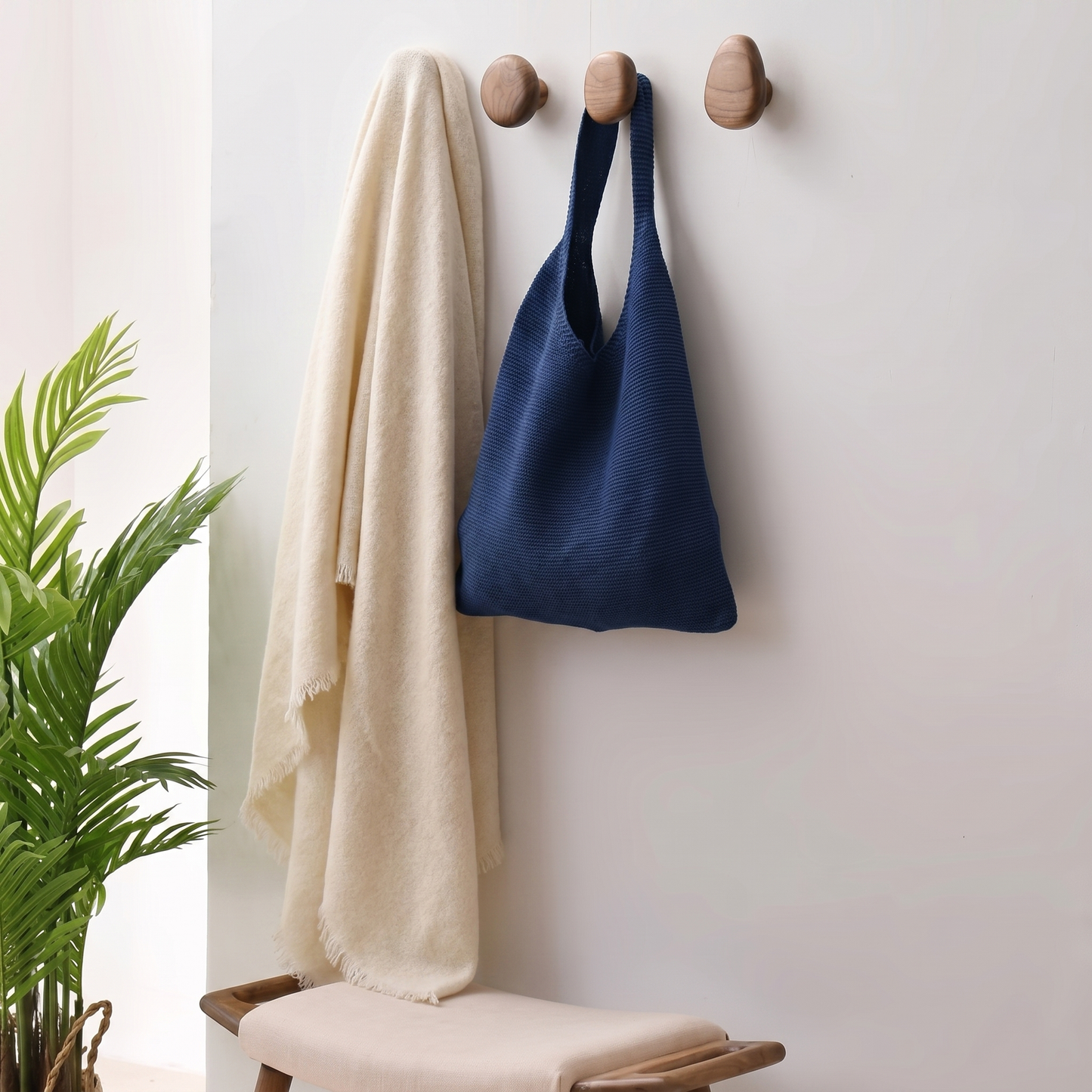 Natural Wooden Coat Hooks for Wall with Unique Organic Design