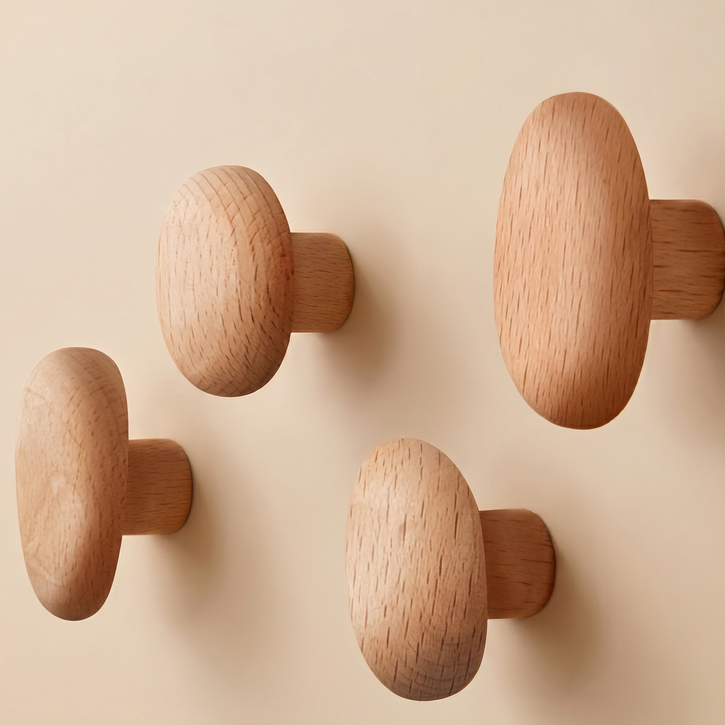 Natural Wooden Coat Hooks for Wall with Unique Organic Design