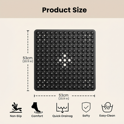 Secure Step Non-Slip Shower Mat with Suction Cups and Drainage Holes