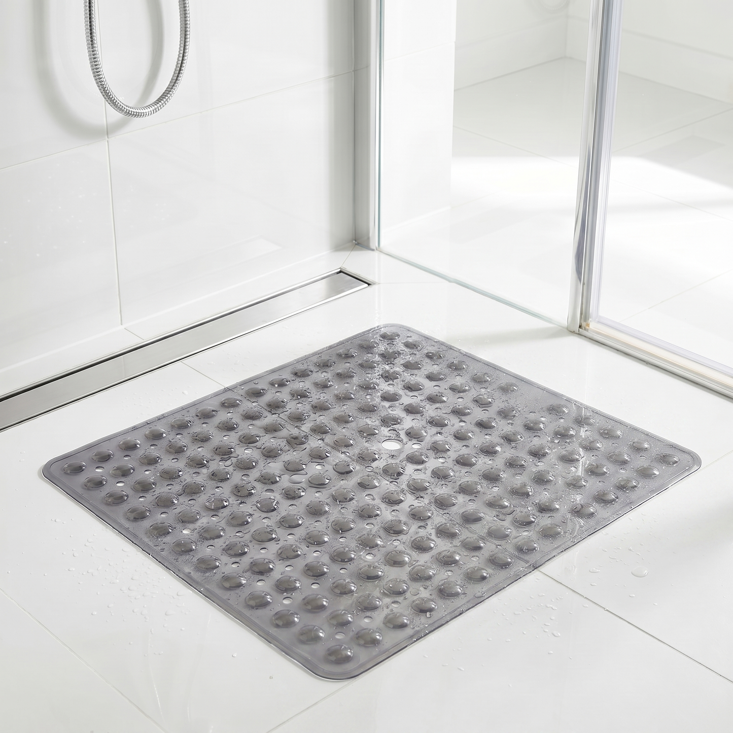 Secure Step Non-Slip Shower Mat with Suction Cups and Drainage Holes