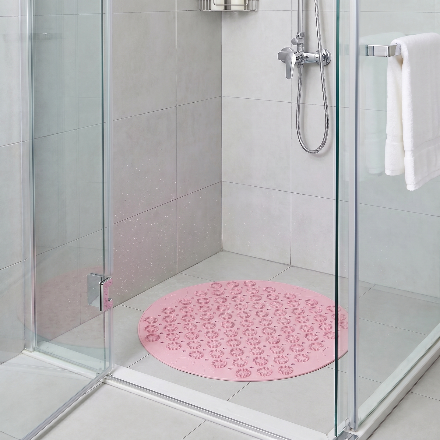 Secure Bath Round Non-Slip Shower Mat with Suction Cups and Massage Dots