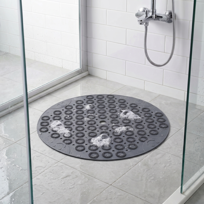 Secure Bath Round Non-Slip Shower Mat with Suction Cups and Massage Dots