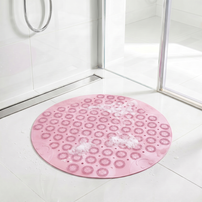 Secure Bath Round Non-Slip Shower Mat with Suction Cups and Massage Dots