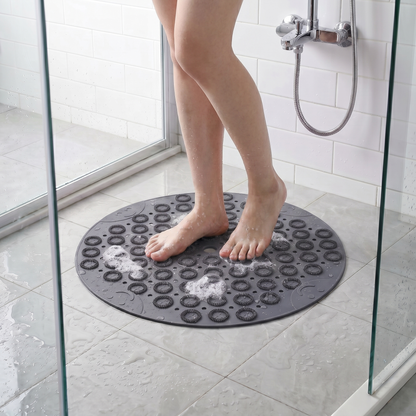 Secure Bath Round Non-Slip Shower Mat with Suction Cups and Massage Dots