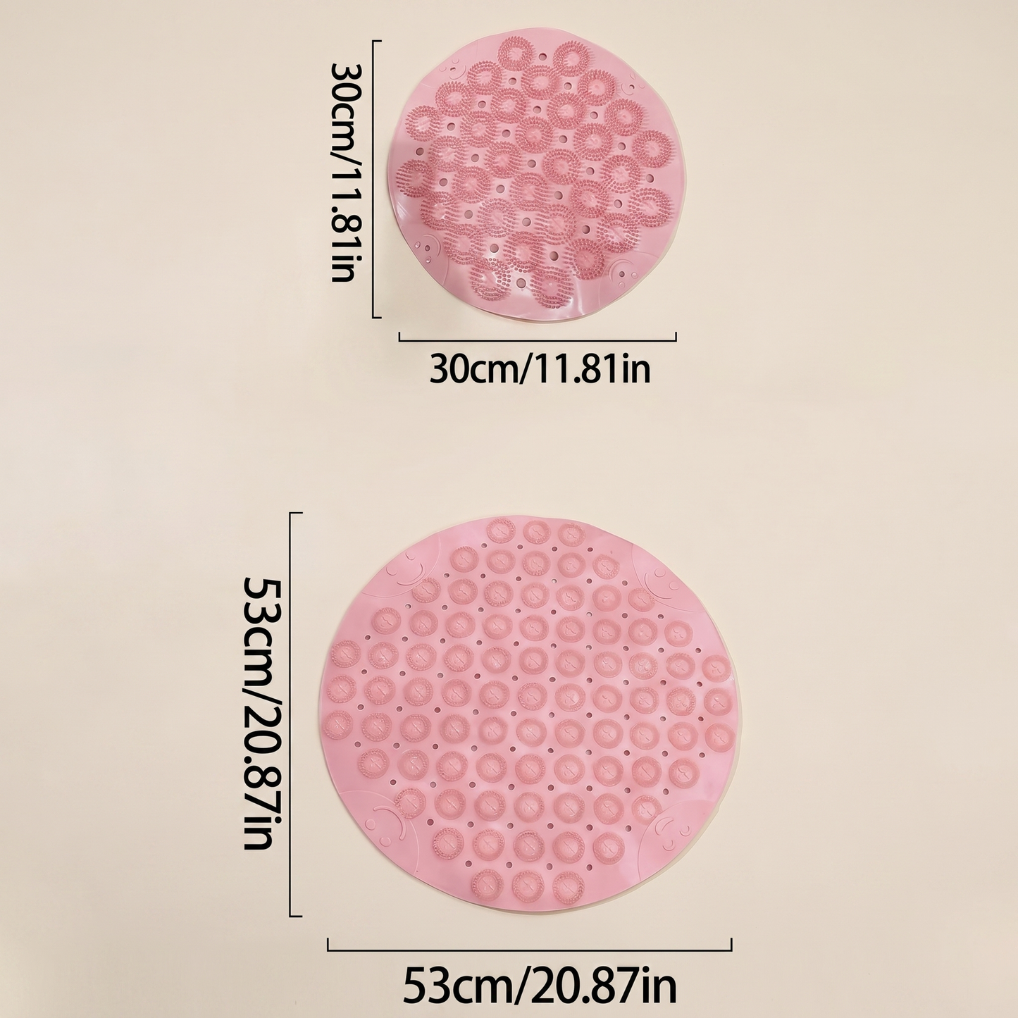 Secure Bath Round Non-Slip Shower Mat with Suction Cups and Massage Dots