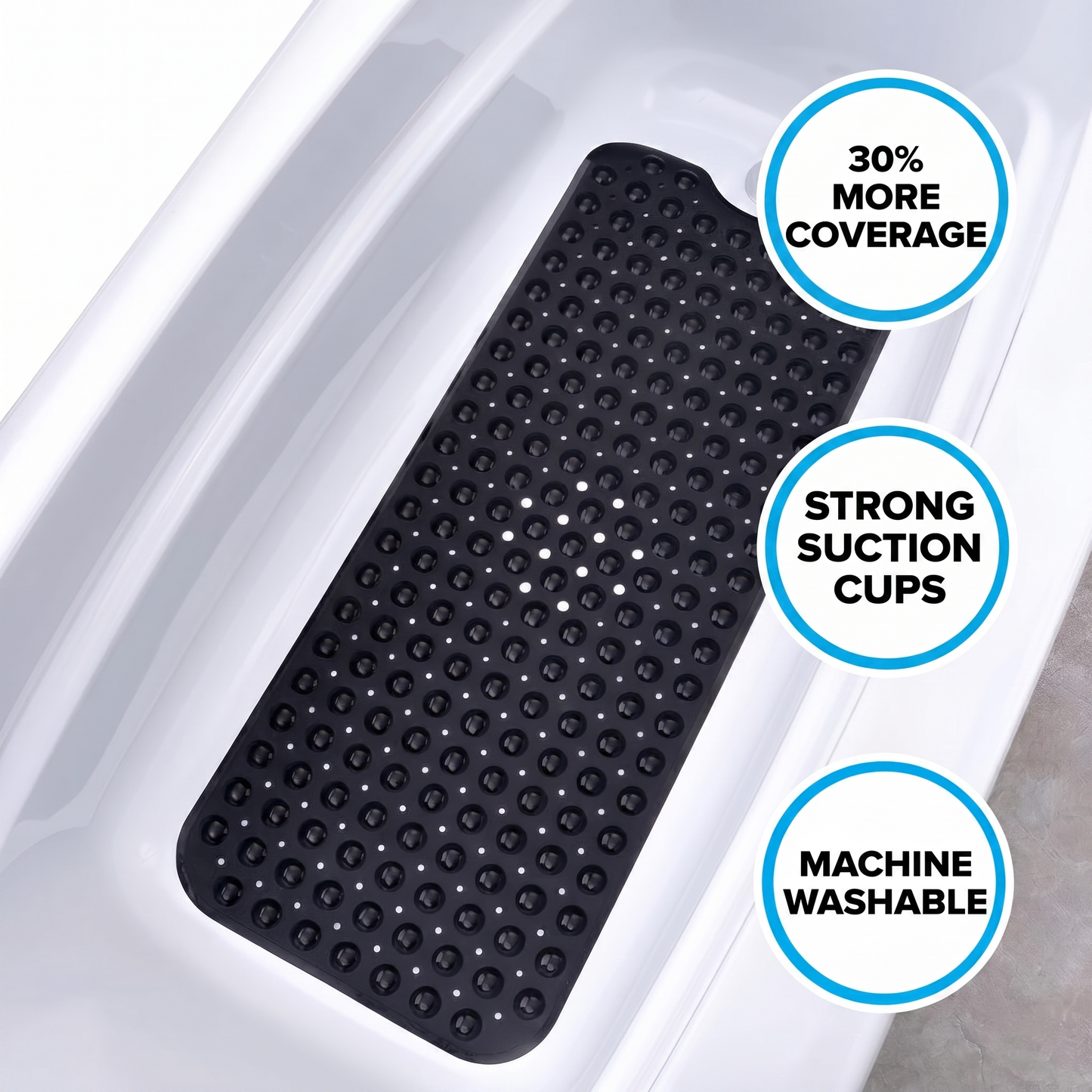 SafeGrip Non-Slip Shower Mat with Built-In Foot Scrubber