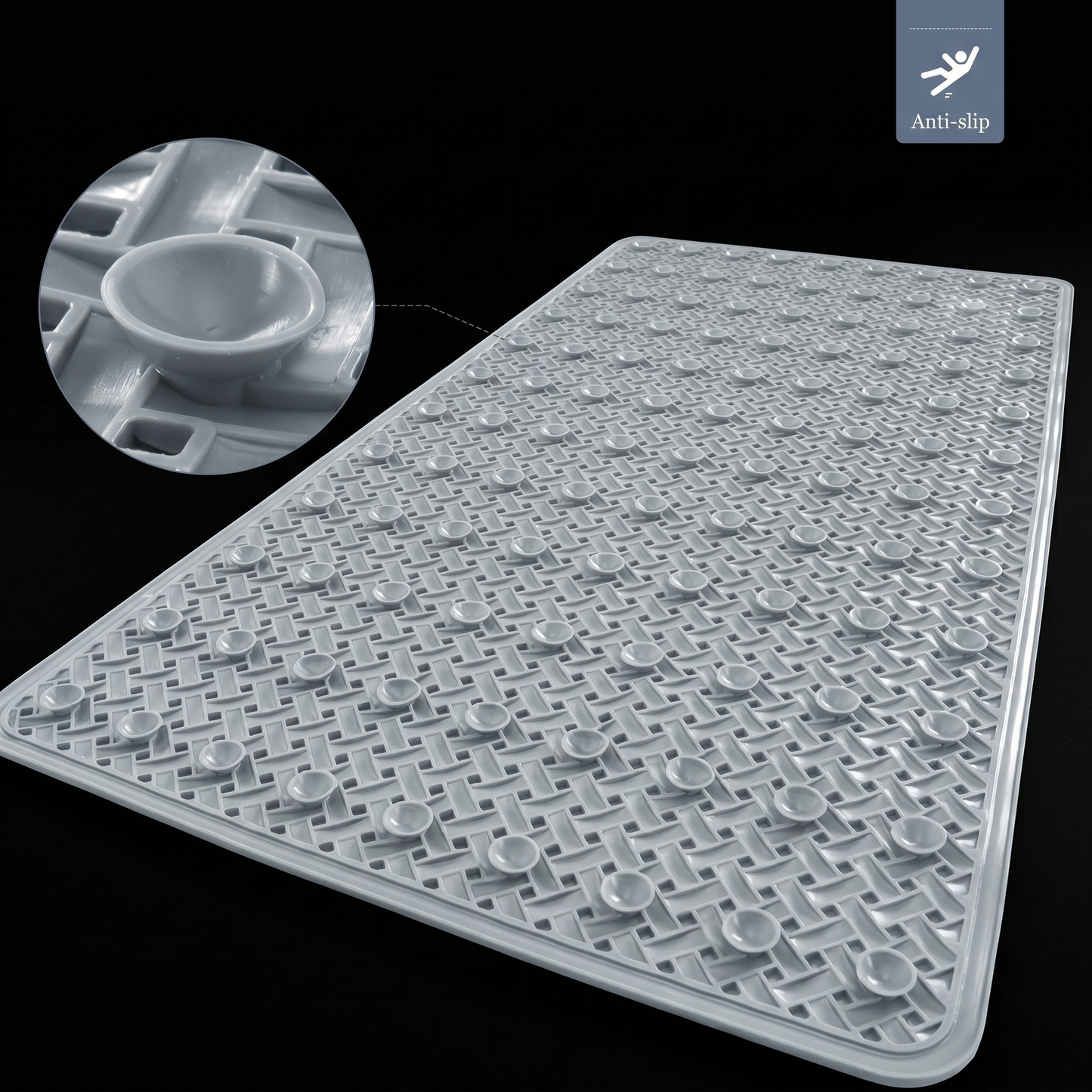 GripMaster Long Non-Slip Bathtub Mat with Suction Cup Base