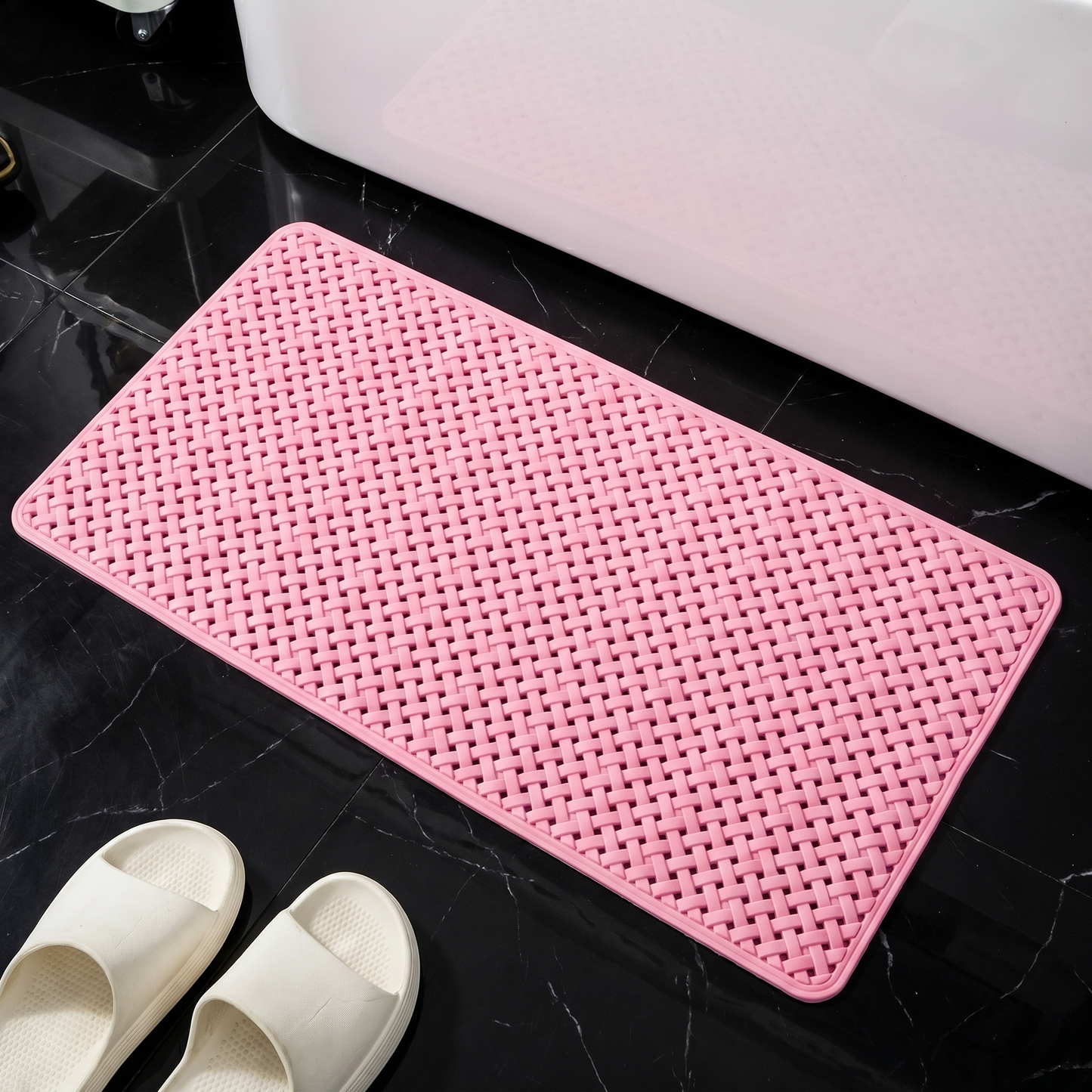 GripMaster Long Non-Slip Bathtub Mat with Suction Cup Base