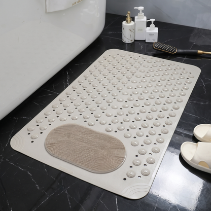 Non-Slip Shower Mat with Foot Scrubber and Quick-Drain Design
