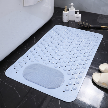 Non-Slip Shower Mat with Foot Scrubber and Quick-Drain Design