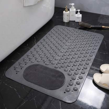Non-Slip Shower Mat with Foot Scrubber and Quick-Drain Design